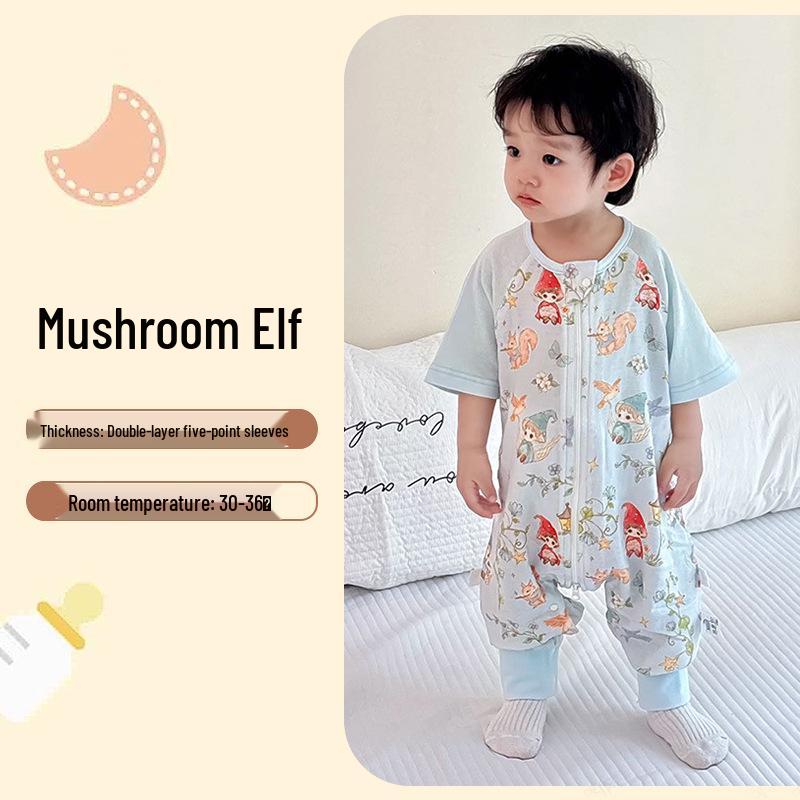 Bamboo Fiber Infant Sleeping Bag - Summer Anti-Kick Gauze Pajamas for Babies