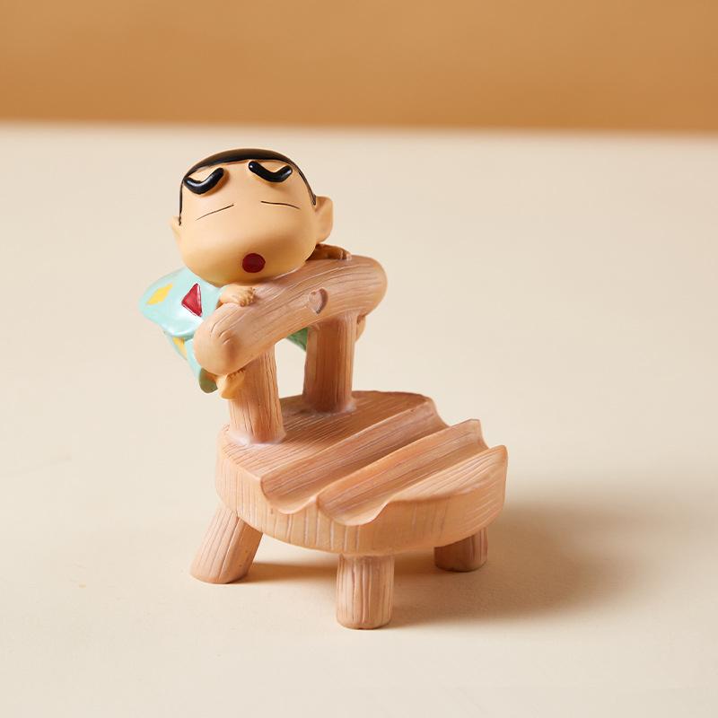 9cm Crayon Shin Chan Anime Figure Kawaii Phone Holder Accessories Cartoon Action Figure PVC Model Toys Doll Desktop Decorative