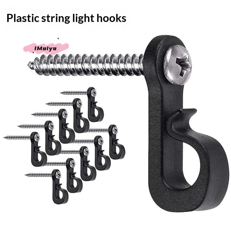 M-10Pcs Plastic Lights Hook With Screw New String Light Hangers Garage Hooks For Indoor Outdoor Holiday Lights Accessories