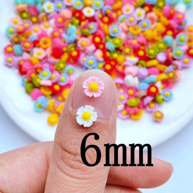 100/200Pcs Resin 3D Colorful Mini Flower Flatback Figurines Scrapbook Wedding Applique Nail Art Decor Crafts