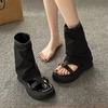 Niche Thick-soled Heightening Niche Roman Shoes 2025 Summer New Sandals Women's Toes Retro Cool Boots Short Boots Pant Boots