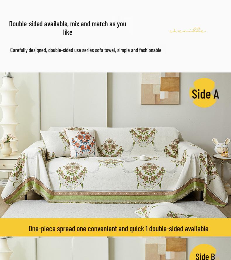 Retro Chenille Jacquard Anti-Scratch Sofa Cover - All-Season, Full Coverage, Cat-Resistant, Versatile Sofa Protector.