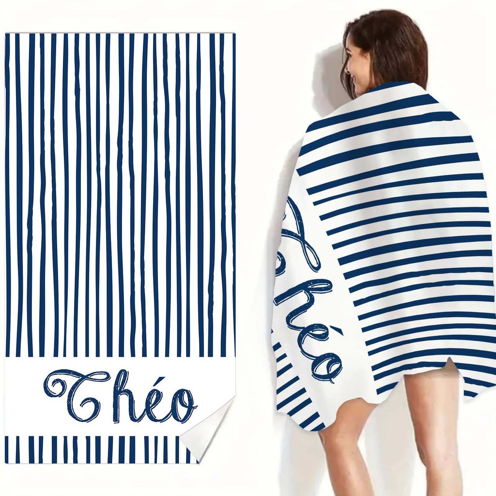 Personalized Girls Beach Towel With Name Custom Beach Towels Striped Pool Towel with Logo Text For Wholesale Beach Accessories