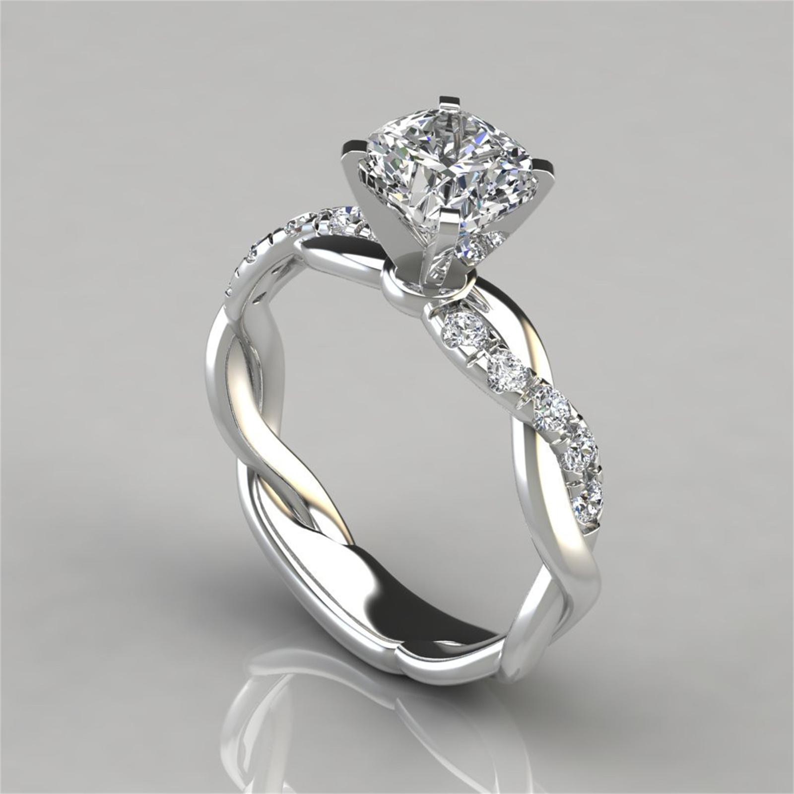

Women s Two-color Inlaid Square Diamond Ring 9 срібний