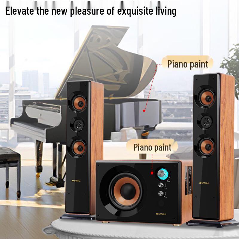 SANSUI 80C Home Bluetooth Surround Sound System with Subwoofer and KTV Mic (CN version)