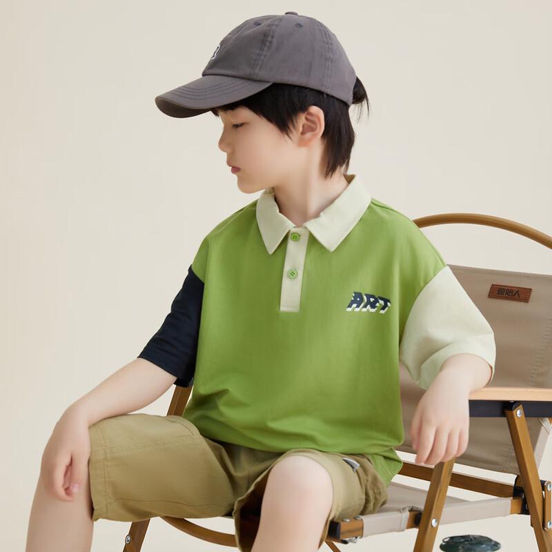 Мальчишеская футболка-поло с цветовыми блоками, с коротким рукавом 140