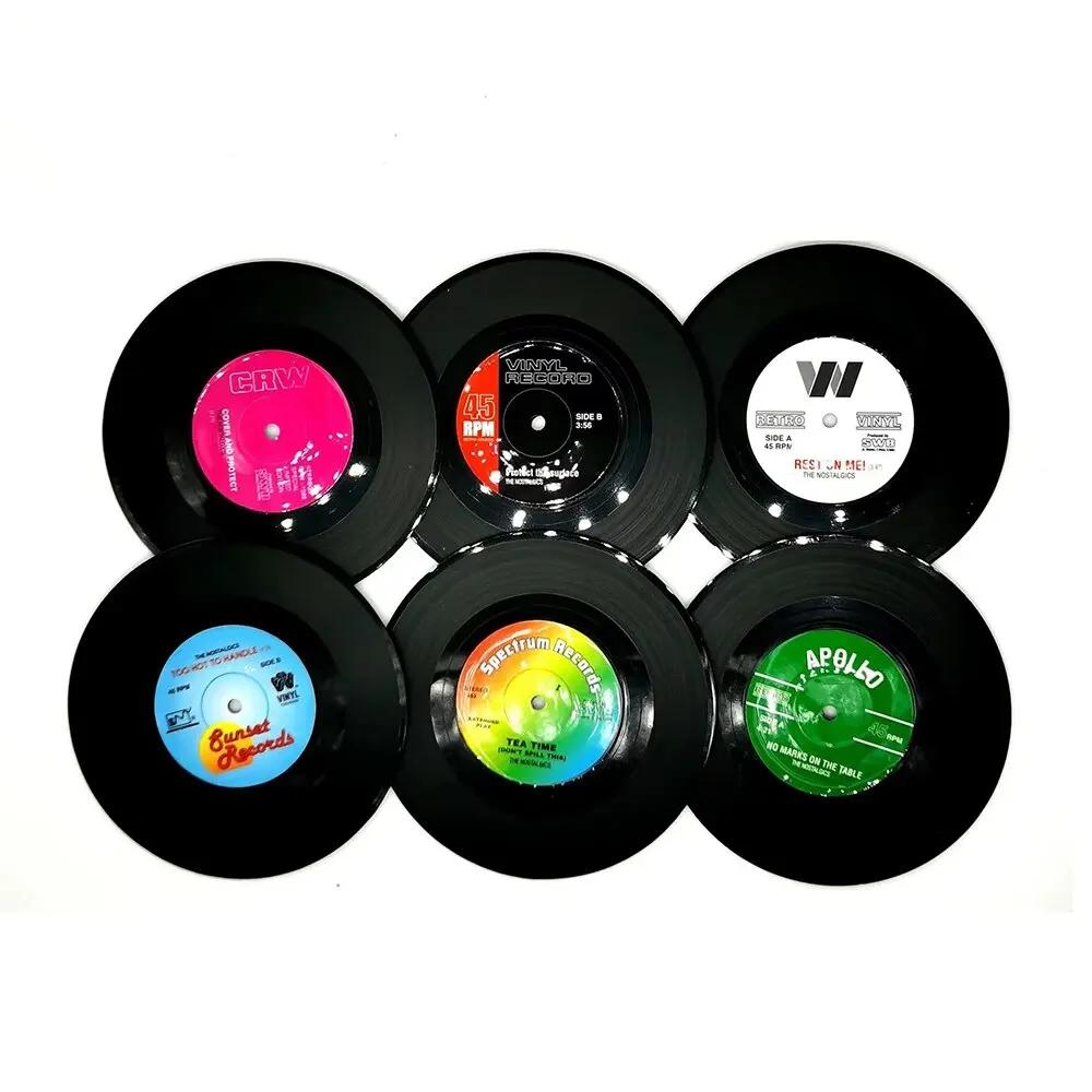6 PCS Record Vinyl Disk Coasters for Drinks Funny - Tabletop Protection Prevents Furniture Damage