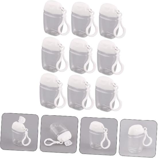 

Mikinona Refillable Cosmetic Containers Set - 9PCS 30ML Portable Travel Size Bottles with Keychain - Cap Carrier Leakproof Plastic Bottles for