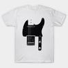 Men Black Print T-shirt Telecaster Body No-Cut Transfer Paper Print Cotton Tshirt