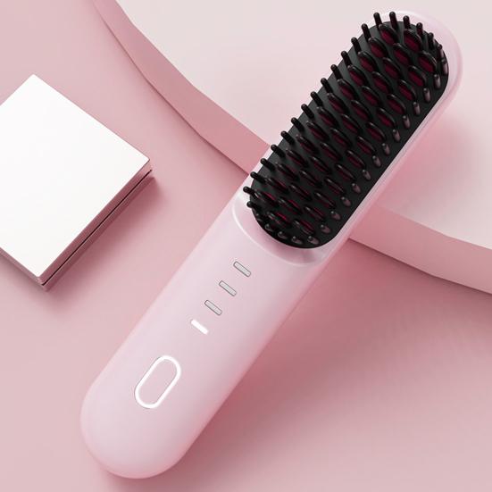 Hair Comb Cordless Straightening Brush with 30s Fast Heat Frizz-Free Smooth Styling USB-C Rechargeable Ceramic Teeth Hair Brush