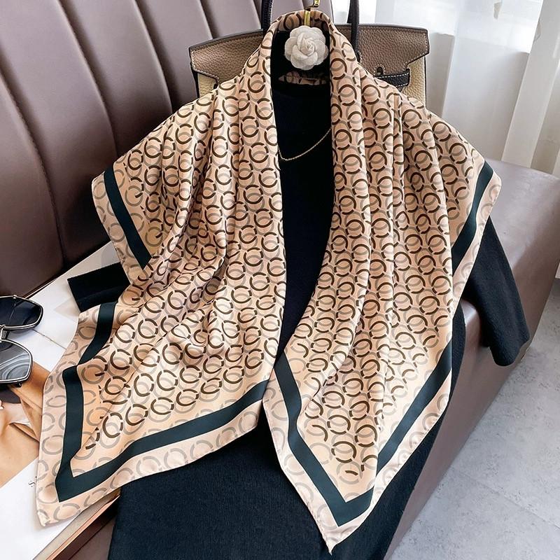 90CM Imitation Silk Scarf Headwrap for Woman Luxury Four Seasons Hair Accessories Hijab Foulard Bandana Femmel Headscarf