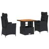 VidaXL Garden Dining Set with Cushions 3 Pcs, Patio Table, Patio Furniture, Outdoor Furniture, Black 3277445