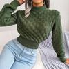 Autumn Winter 3D Geometric Long Sleeve Crop Knit Sweater Women's Clothing