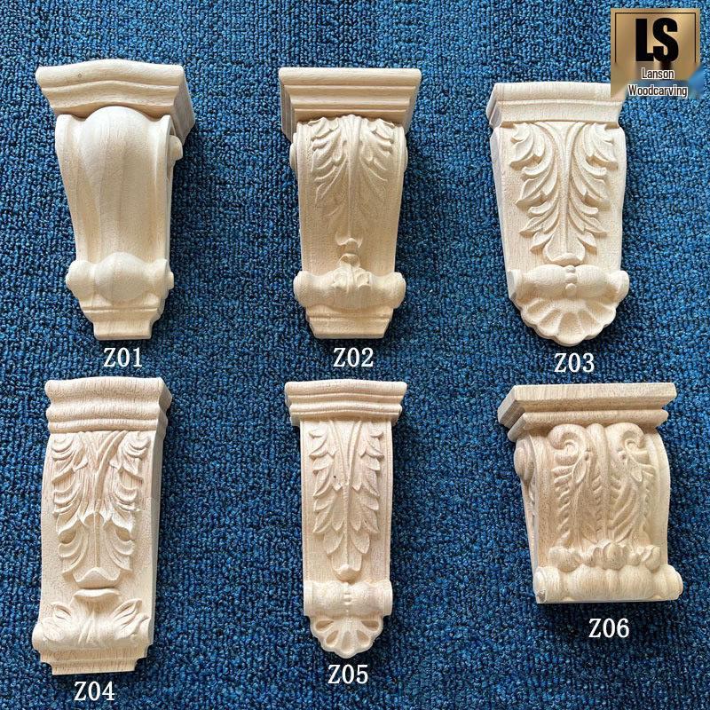 

European Style Solid Wood Carved Corbel & Column Support for Cabinets and Door Frames Style Z03, 4.5*9.5*1.5 cm