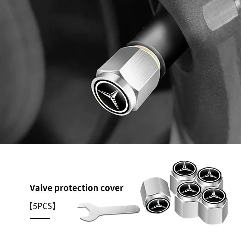 

New For Mercedes Benz 5pcs Car Wheel Tire Valve Caps Tyre Rim Stem Covers Waterproof For Benz AMG A C E S G Class W201 W210 W108
