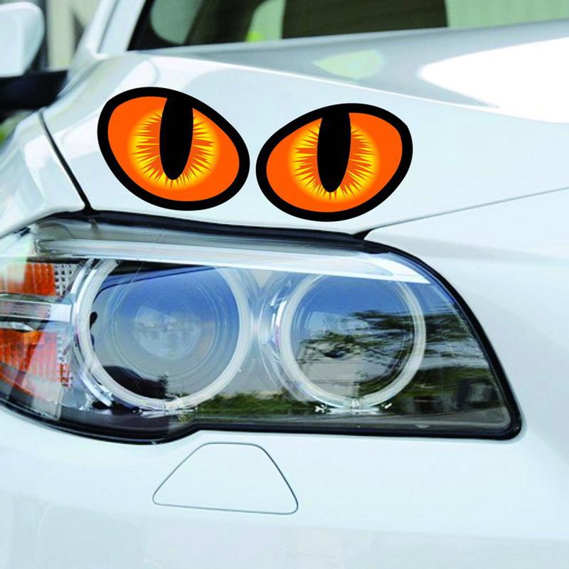 2Pcs 3D Motorcycle Stickers Cat Eye Design Rearview Mirror Car Decorative Decals For Helmet Motorbike Headlight Front Fairing