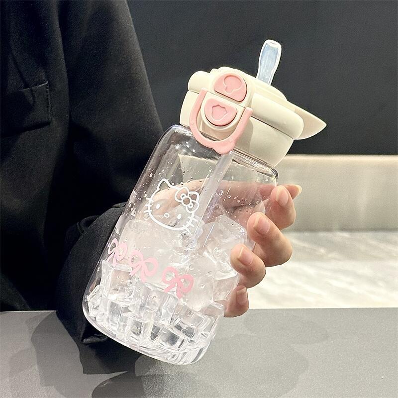 

500Ml Hello Kitty Straw Cup Cute Portable Plastic Cup Simple Student Double Drinking Cup Sports Leak Proof Water Cup Girls Gift