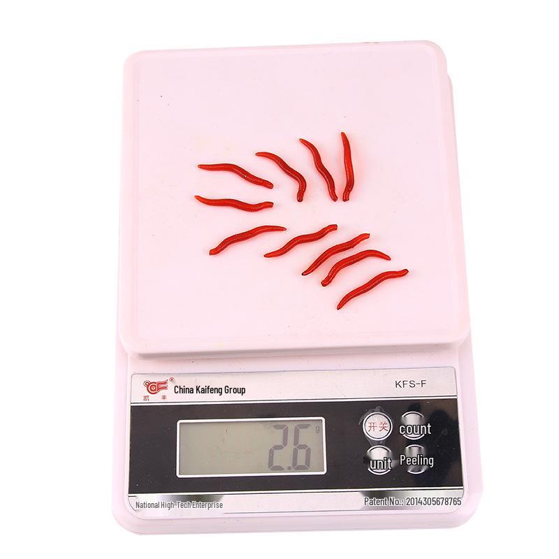 4-Section Soft Simulation Worm Bait, 3.5cm Fishy Red Scent for Crucian Carp