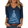 Women's Casual Fashionable Sexy Comfortable V-Neck Christmas Three-Quarter Sleeve Top