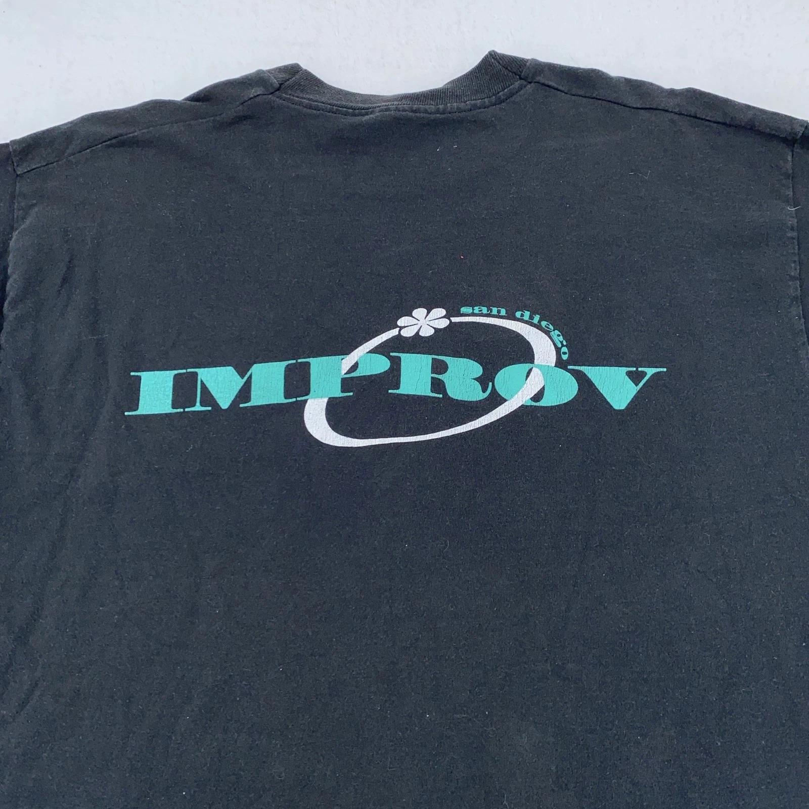 Винтажная футболка San Diego Improv Мужская XL Черная Футболка Комедийного Клуба Сделано в США 90-е L