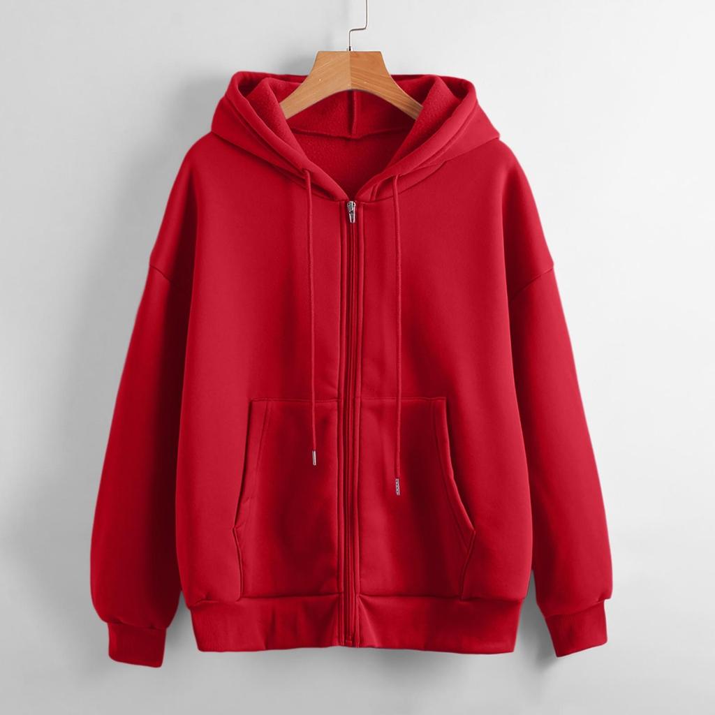 Felpe con cappuccio da donna autunnali, primaverili, moda casual, cardigan, felpe con coulisse, stile coreano, felpe tinta unita con zip