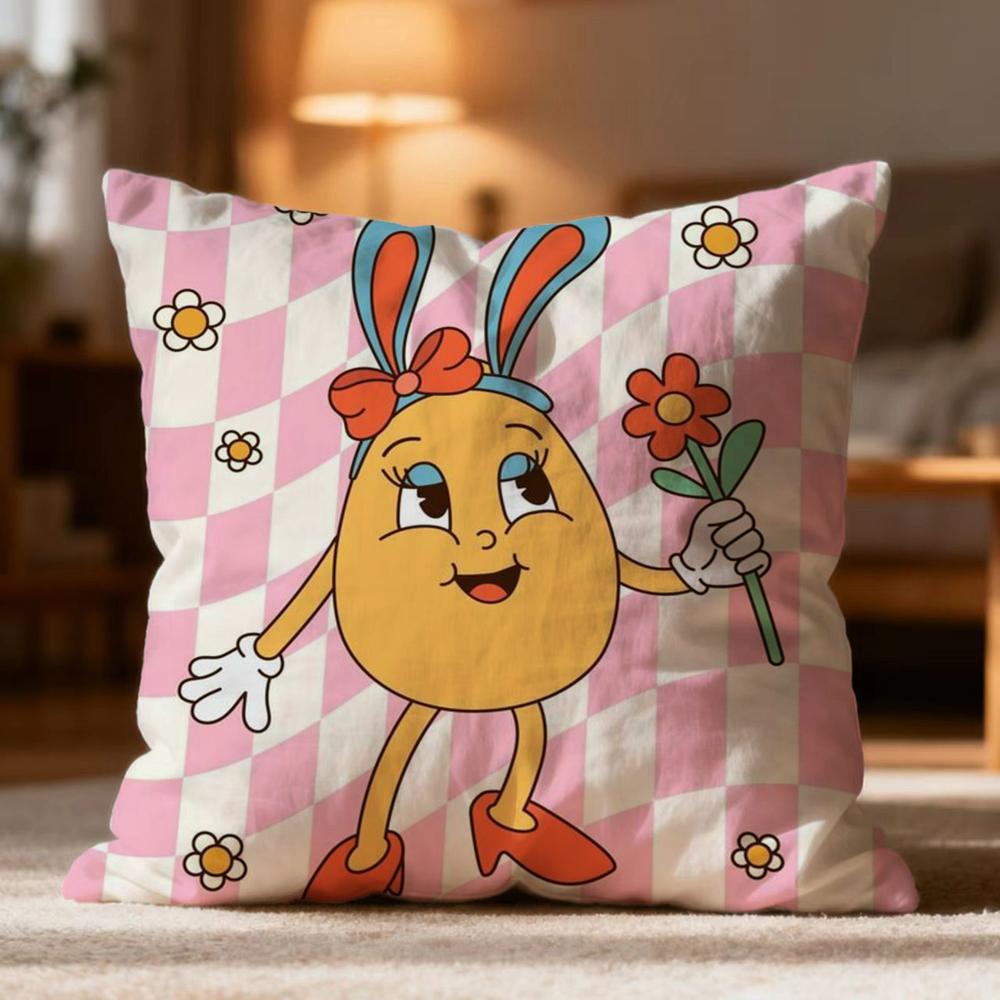Fashion Easter Cushion Cover Soft Washable Pillow Case Multi-Scene for Couch Bed Travel Office Use