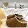 Retro Lace Bag Head Slippers Autumn and Winter New Thick-soled Lace Lazy Feeling Increased Lazy Shoes