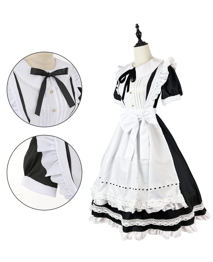 Maid British Long Short Plus Maid Coffee Costume [NOKIJP] Costume, Cosplay, Style, Lace, Ribbon, Sleeves, Sleeves, Lace, British, Halloween,