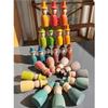 Bambole con pioli in legno arcobaleno Figure di mago in colori pastello Giocattolo Montessori per bambini Gioco a blocchi