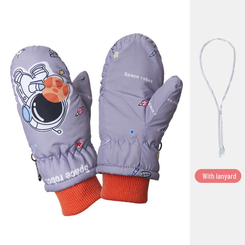 Samt-Skihandschuhe: Rutschfest, Warm und Dick für Kinder im Alter von 2-5 Jahren