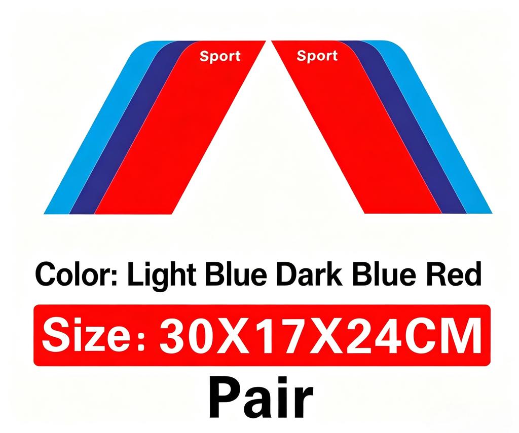 Tri-Color SPORT Car Fender Stickers, Wheel Arch Decor Decals, Personalized Auto Modification Decals Fit for BMW E46 E60 E61 E70 SK8