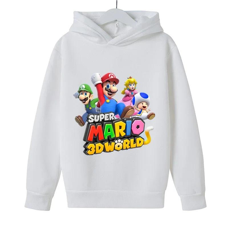 MINISO Girls Game Mario bros Hoodies Kids Baby Child Cartoon Tops Spring Children Long Sleeve Print Sweatshirt Autumn Boys Pullovers