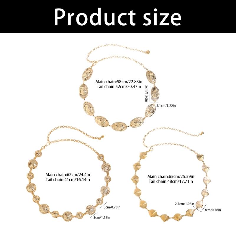 Geometric Sea Shell Design Waist Chain Adjustable Length Chain Belt For Women Teens Dress Pants Fashion Accessories