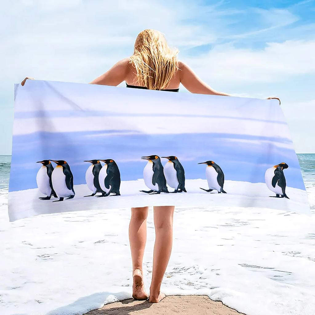 Asciugamani da Spiaggia Uccello Pinguino Asciugatura Rapida Microfibra Morbido e Assorbente Asciugamano da Bagno Viaggio Outdoor Asciugamano da Spiaggia Sovradimensionato Senza Sabbia