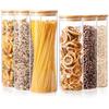 ComSaf Glass Food Storage Jars Set of 6 Tall Glass Storage Containers with Lids Spaghetti Jar Canisters Set for the Kitchen Pas