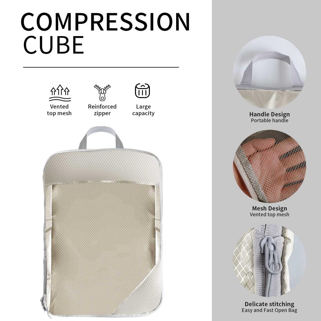 6Pcs Compression Packing Cubes Set for Travel Packing Cubes Compression Compressible Storage Bags for Carry On and Suitcases