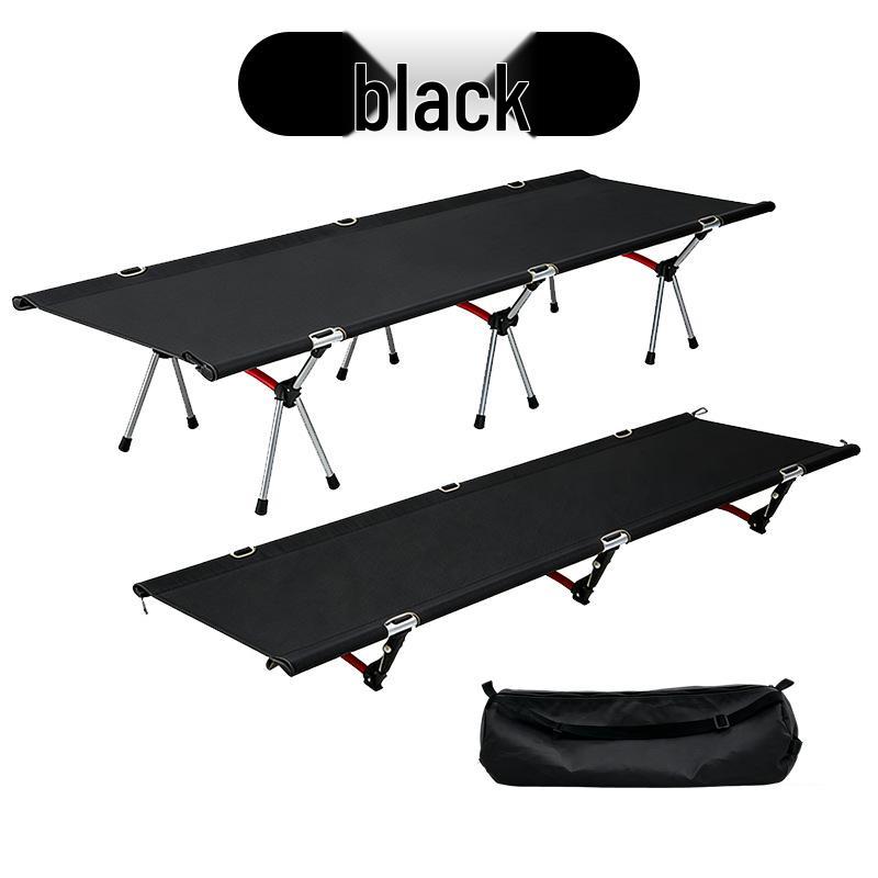 Compact Aluminum Folding Camping Bed for Outdoor Hiking 192×66×38cm (three brackets 6013 aluminum alloy) чёрный