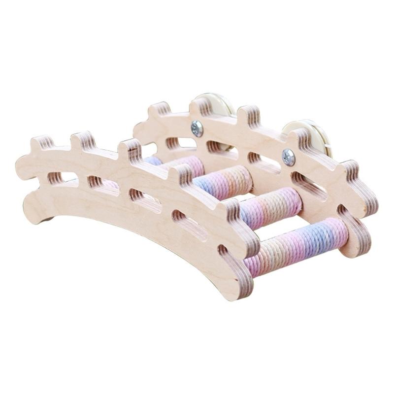 

Natural Wood Bird Ladder for Parrots Climbing Toy Cotton Rope Perch Stand Easy Installation for Bird Enrichment 1