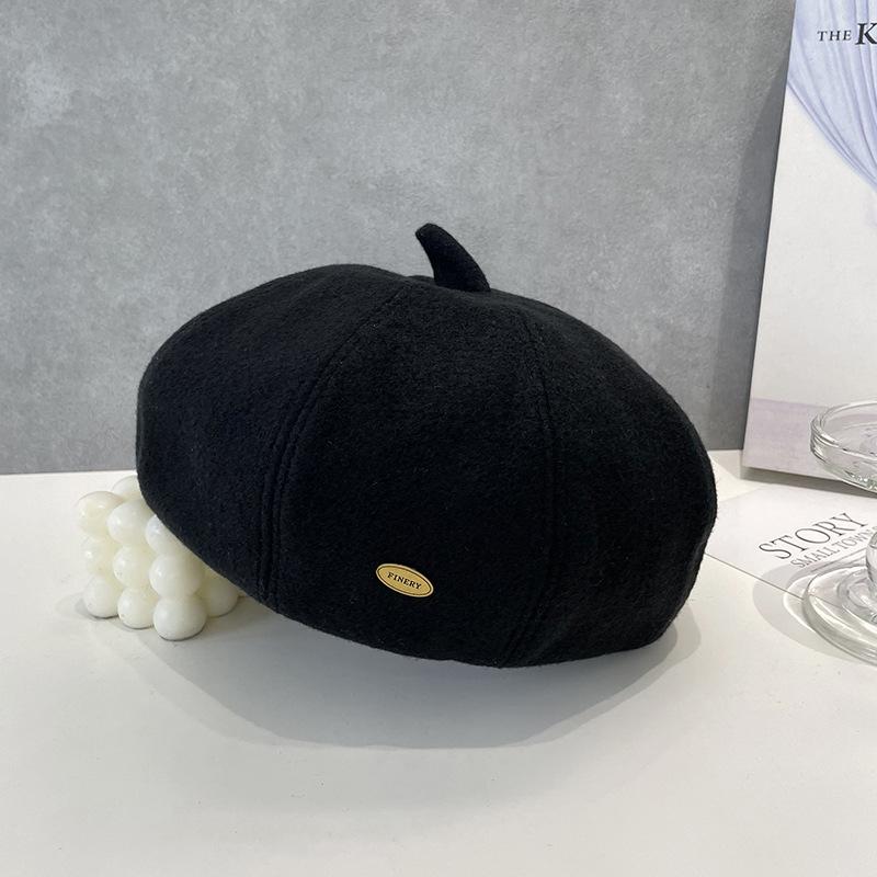 Winter Sweet and Elegant Small Round Beret Hat for Women Fashionable Gentle  Warm Casual  Versatile  Temperamental Octagonal Hat