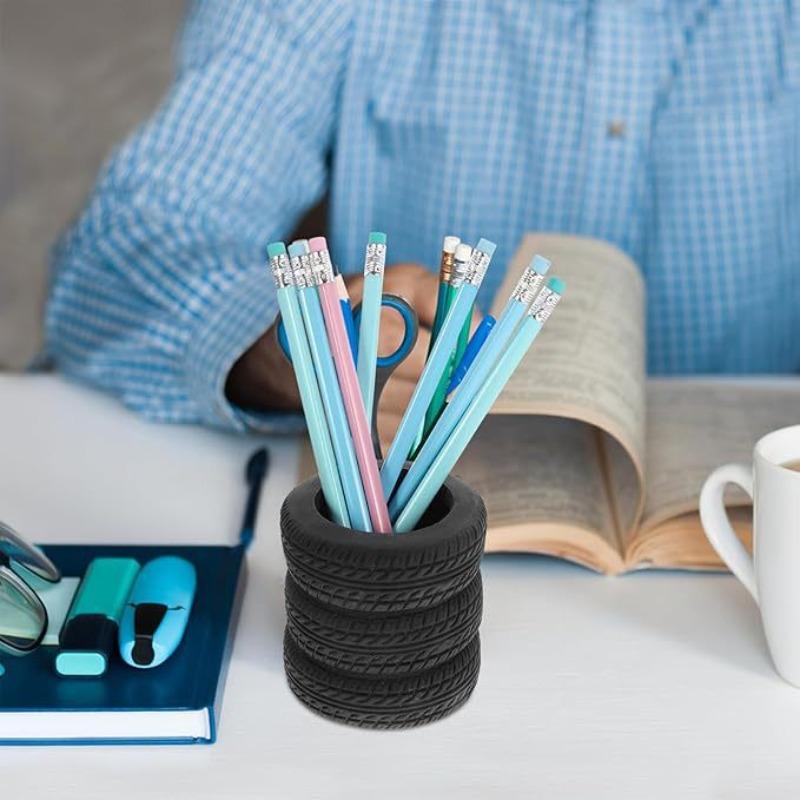 1PC Tire Shaped Multifunctional Pen Holder For Desk Office Supplies Organizer Makeup Brush Storage Bucket Home Desktop