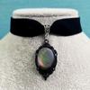 Gothic Vintage Oval Pendant Velvet Necklace Ladies Vampire Relief Witch Zircon Accessories Victoria Choker