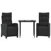 Vidaxl 3-Cz. Garden Furniture Set With Cushions, Black, PE Rattan