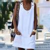 Sexy Women V Neck Sleeveless Pocket Blouse Shirt  Evening Party Beach Mini Dress