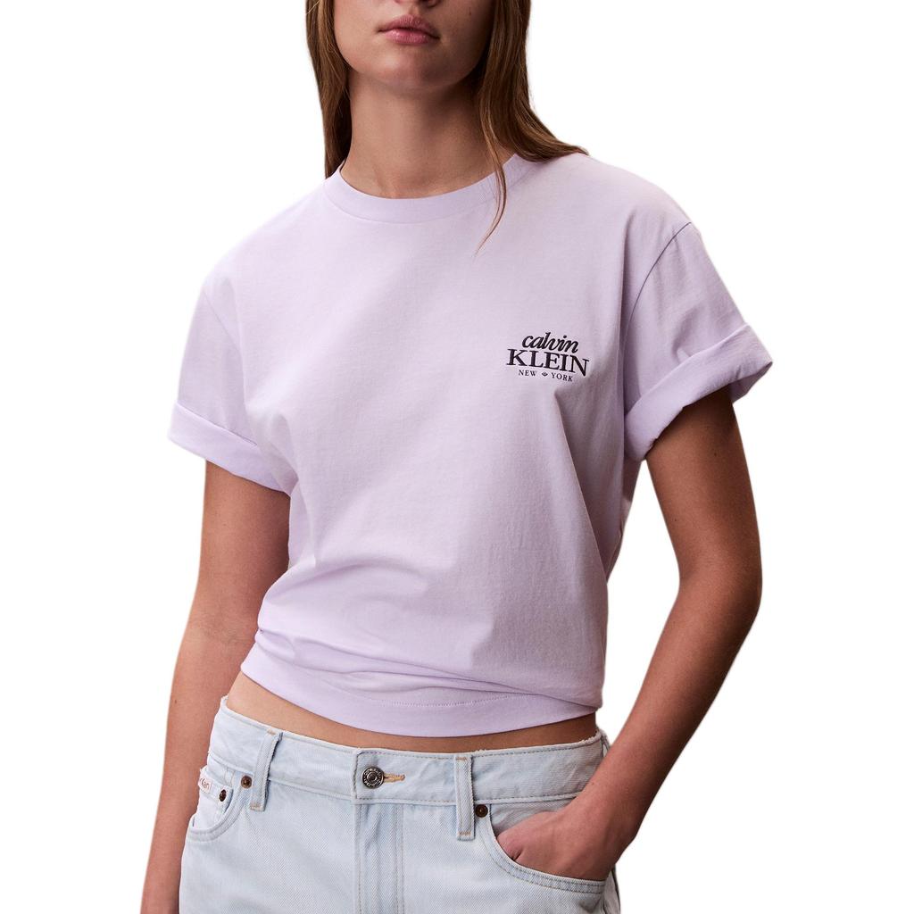 Calvin Klein Logo Pullover Round Neck Loose Short Sleeve T-Shirt Women tops 47F801G-3OQ
