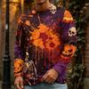 Men's Halloween Printed Crewneck Long Sleeve Top Casual Loose Fit