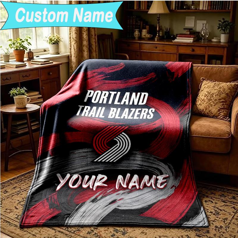 1PC Custom Name Blanket Portland Blazers Artwork Flannel Blankets Patterns Throw Blanket All-Season Soft Gift for Couch, Bed, Camping, Birthday Gifts
