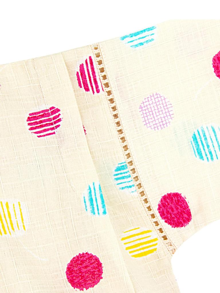 Jinbei Girls Yukata Kimono Summer Festival Fireworks Display Cute Day Top and Bottom Set [SHELISTEN] Children's Children's 100-150 (Cream Yellow, 130)