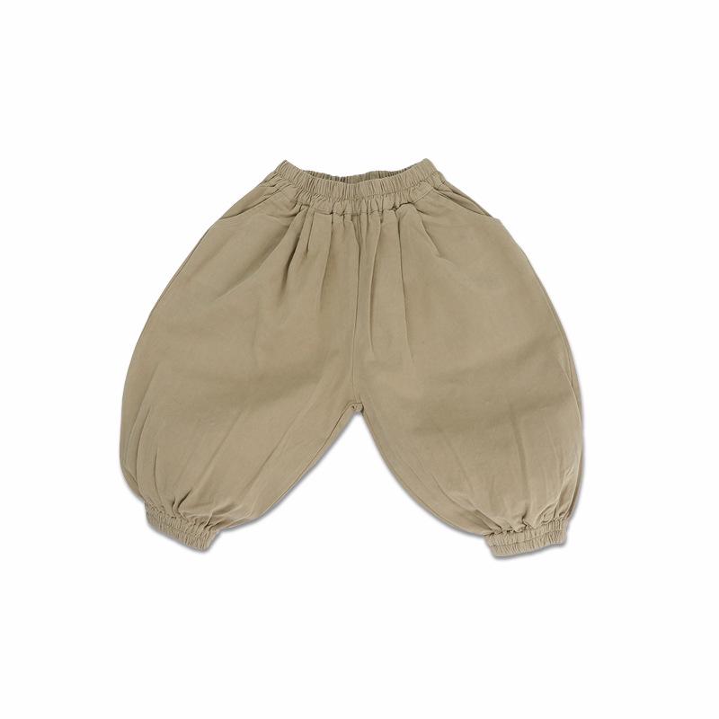 

Осенние хлопковые брюки-фонарики для детей 2025 – Корейский стиль мори, Свободный крой, Дизайн гаремов с манжетами для мальчиков и девочек 120cm хаки