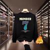 Top-Selling Men's No. 7 Long Sleeve Sweatshirt - Trendy Autumn/Winter High-Quality Hua Cotton Crew Neck.