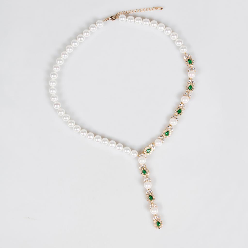 Luxury Pearl Necklace Earrings Set Full of Diamonds Banquet Exquisite Accessories Bridal Accessories